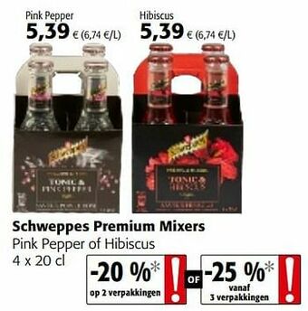 Colruyt Schweppes premium mixers pink pepper of hibiscus aanbieding