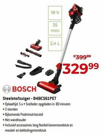 Bosch steelstofzuiger - b4bcs61pet