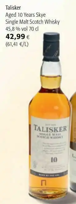 Colruyt Talisker aged 10 years skye single malt scotch whisky aanbieding