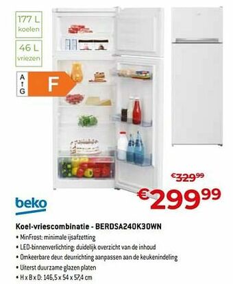 Exellent Beko koel-vriescombinatie - berdsa240k30wn aanbieding
