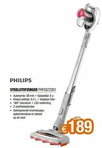 Expert Philips steelstofzuiger phfc672301 aanbieding