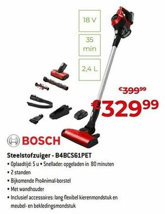 Exellent Bosch steelstofzuiger - b4bcs61pet aanbieding
