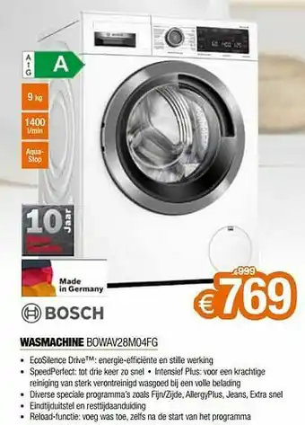 Expert Bosch wasmachine bowav28m04fg aanbieding