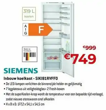 Siemens inbouw koelkast - siki81rvff0