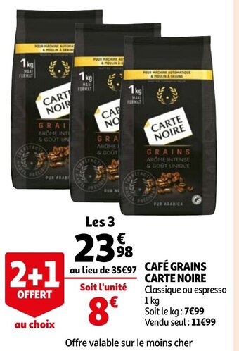 Auchan Cafe Grains Carte Noire aanbieding