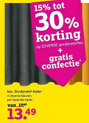 Leen Bakker Gordijnstof aiden aanbieding