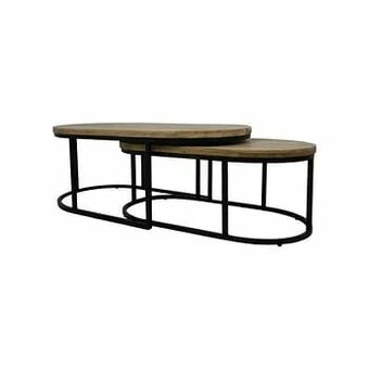 HSM Collection salontafel City (2 stuks) - naturelkleur/zwart - Leen Bakker