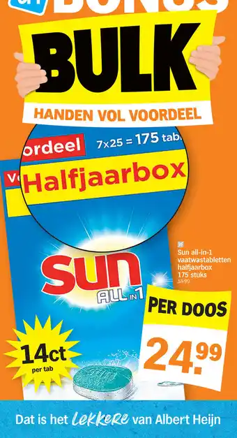 Albert Heijn Sun all-in-1 vaatwastabletten halfjaarbox 175 stuks aanbieding