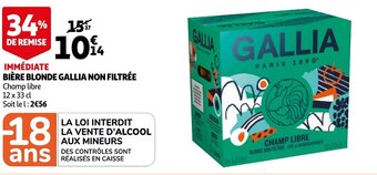 Auchan Biere Blonde Gallia Non Filtree aanbieding