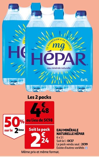 Auchan Eau Minerale Naturelle Hepar aanbieding