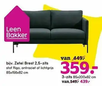 Leen Bakker Zetel brest 2,5-zits aanbieding