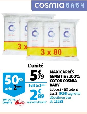 Maxi Carres Sensitive 100% Coton Cosmia Baby