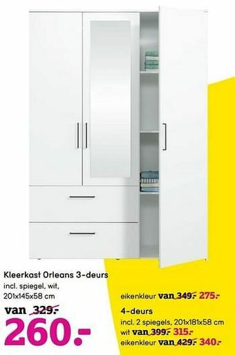 Leen Bakker Kleerkast orleans 3-deurs aanbieding