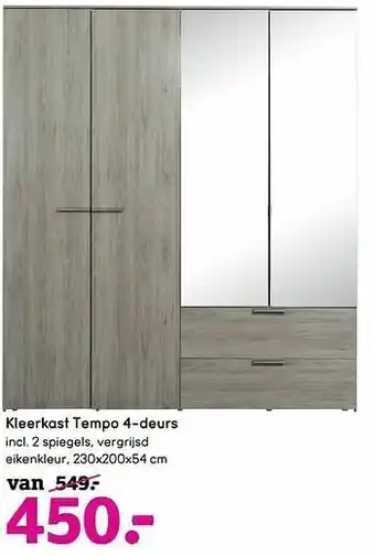 Leen Bakker Kleerkast tempo 4-deurs aanbieding