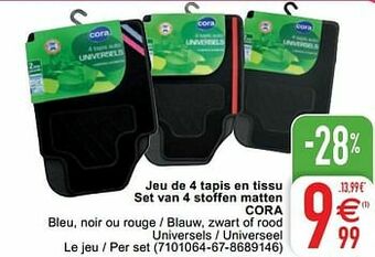Cora Jeu de 4 tapis en tissu set van 4 stoffen matten cora aanbieding