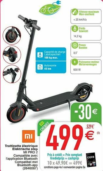 Cora Xiaomi trottinette électrique elektrische step mi pro 2 aanbieding