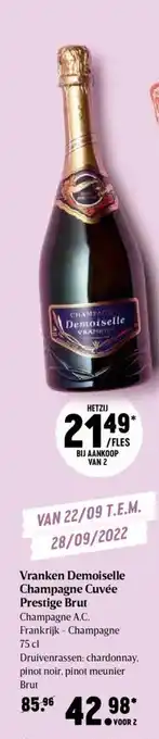 Delhaize Vranken demoiselle champagne cuvee prestige brut aanbieding