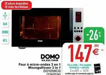 Domo elektro four à micro-ondes 3 en 1 microgolfoven 3 in 1 do1059cg