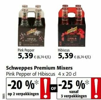 Colruyt Schweppes premium mixers pink pepper of hibiscus aanbieding