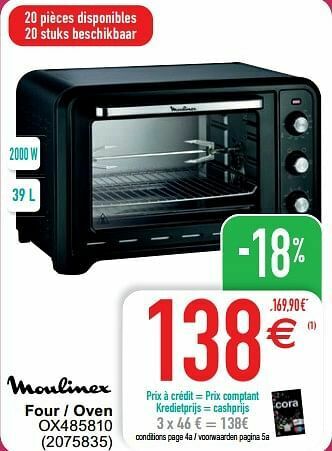 Cora Moulinex four - oven ox485810 aanbieding