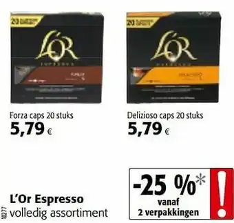 Colruyt L`or espresso volledig assortiment aanbieding