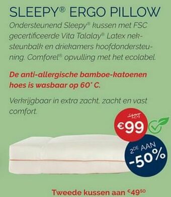 Sleepworld Sleepy ergo pillow aanbieding