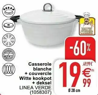Cora Casserole blanche + couvercle witte kookpot + deksel linea verde aanbieding