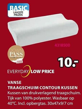 Jysk Vanse traagschuim contour kussen aanbieding