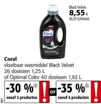 Colruyt Coral vloeibaar wasmiddel black velvet of optimal color aanbieding