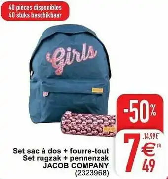 Cora Set sac à dos + fourre-tout set rugzak + pennenzak jacob company aanbieding
