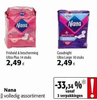 Colruyt Nana volledig assortiment aanbieding