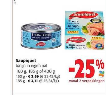 Colruyt Saupiquet tonijn in eigen nat aanbieding