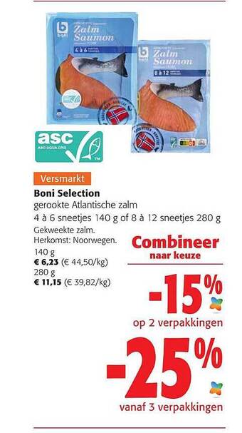 Colruyt Boni selection gerookte atlantische zalm aanbieding
