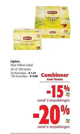 Colruyt Lipton thee yellow label aanbieding