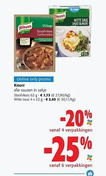 Colruyt Knorr sauzen in zakje aanbieding