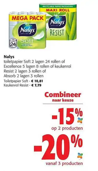 Colruyt Nalys toiletpapier of keukenrol aanbieding