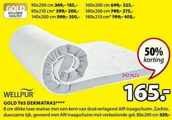 Jysk Gold t65 dekmatras aanbieding