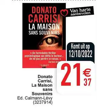Cora Donato carrisi, la maison sans souvenirs aanbieding