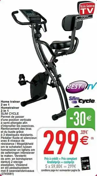 Cora Best of tv home trainer 2 en 1 hometrainer 2 in 1 slim cycle aanbieding
