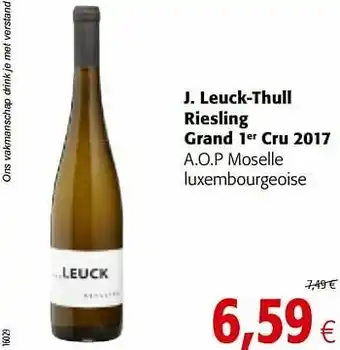 Colruyt J. leuck-thull riesling grand 1er cru 2017 a.o.p moselle luxembourgeoise aanbieding