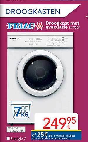 Eldi Friac droogkast met evacuatie aanbieding