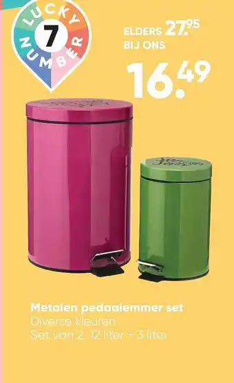 Big Bazar Metalen pedaalemmer set aanbieding