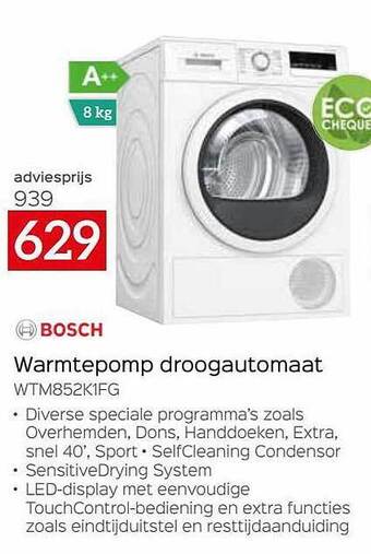 Selexion Bosch warmtepomp droogautomaat aanbieding