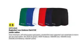 Decathlon Offload rugbyshort voor kinderen club r100 zonder zakken aanbieding