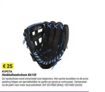 Decathlon Kipsta honkbalhandschoen ba 150 aanbieding