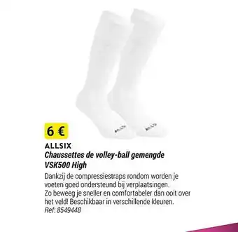 Decathlon Allsix chaussettes de volley-ball gemengde vsk500 high aanbieding