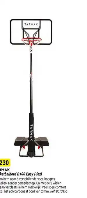 Decathlon Tarmak basketbalbord b100 easy plexi aanbieding