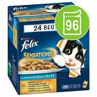 96x100g Sensations Maaltijdzakjes Vlees selectie (Sensations) Felix Kattenvoer
