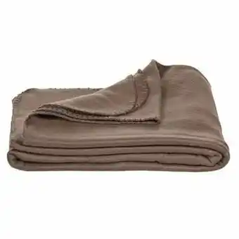 Leen Bakker Fleeceplaid Basic - bruin - 125x150 cm - Leen Bakker aanbieding