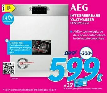 Krëfel Aeg integreerbare vaatwasser fes5395xzm aanbieding